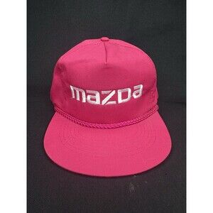 Vtg 90s Mazda Trucker Hat Cap Red Snapback Racing Team Rope OSFM Rare
